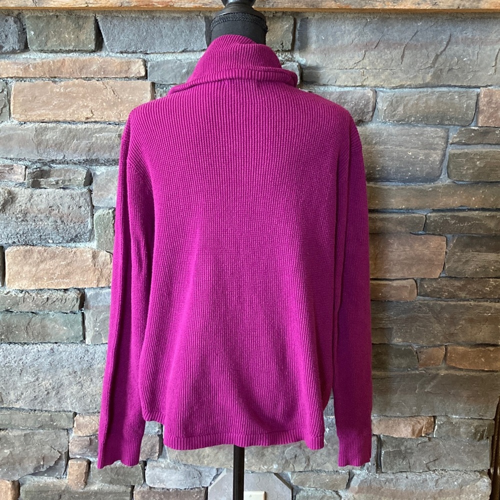 Lauren Ralph Lauren Waffle Knit Thermal Cowl Mock Neck Pullover Sweater - Picture 10 of 13